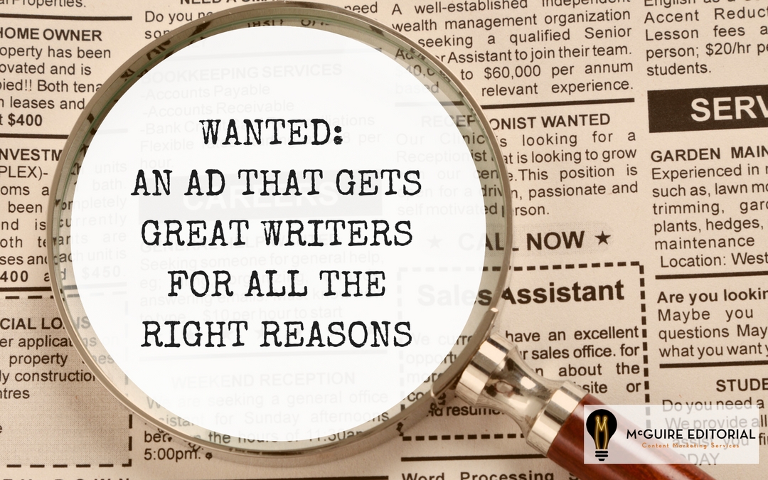 Hire Writers for Content Marketing Using This Ad and Job Description